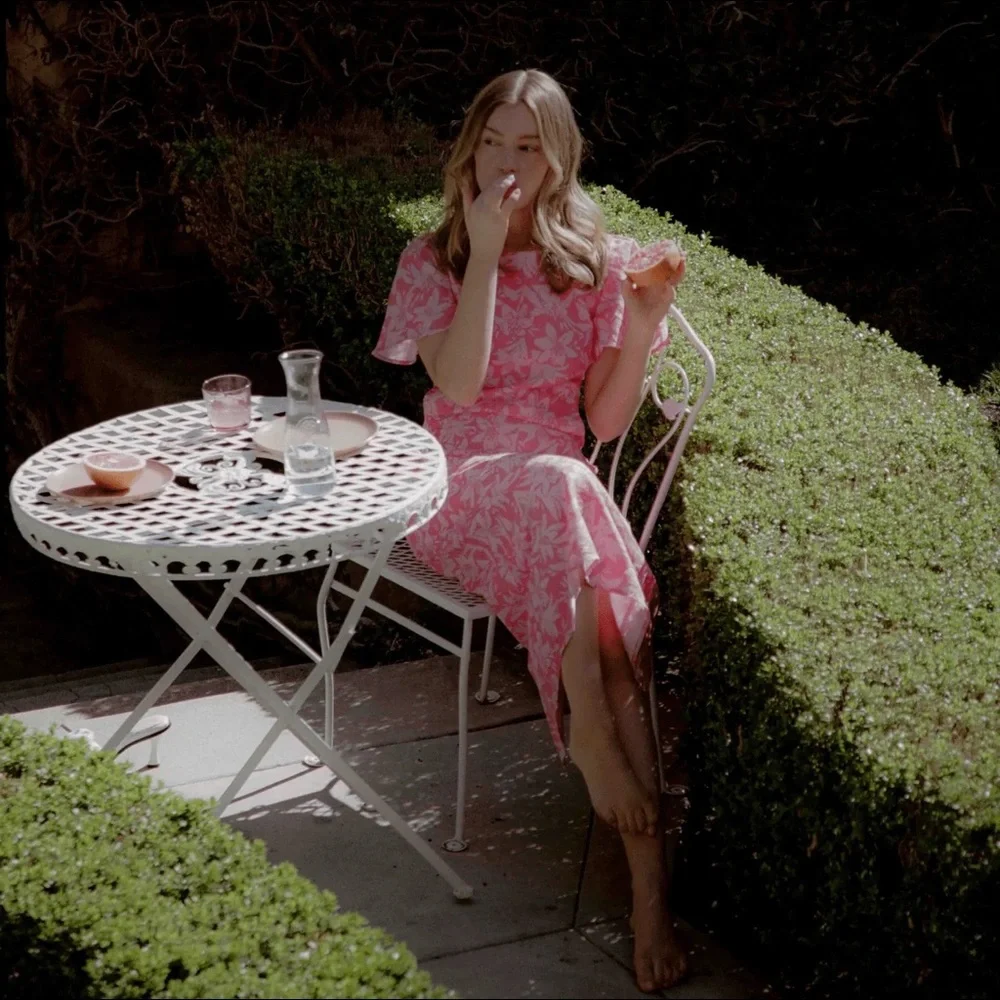 ❌SOLD Charlie Holiday "Harlow" Linen Floral Dress w/ Flutter Sleeves & Open Back - Picture 3 of 11